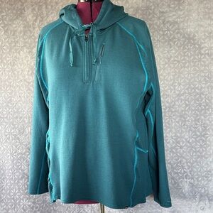 Cabela's Merino wool Teal Pullover Hoodie with Contrast Stitching